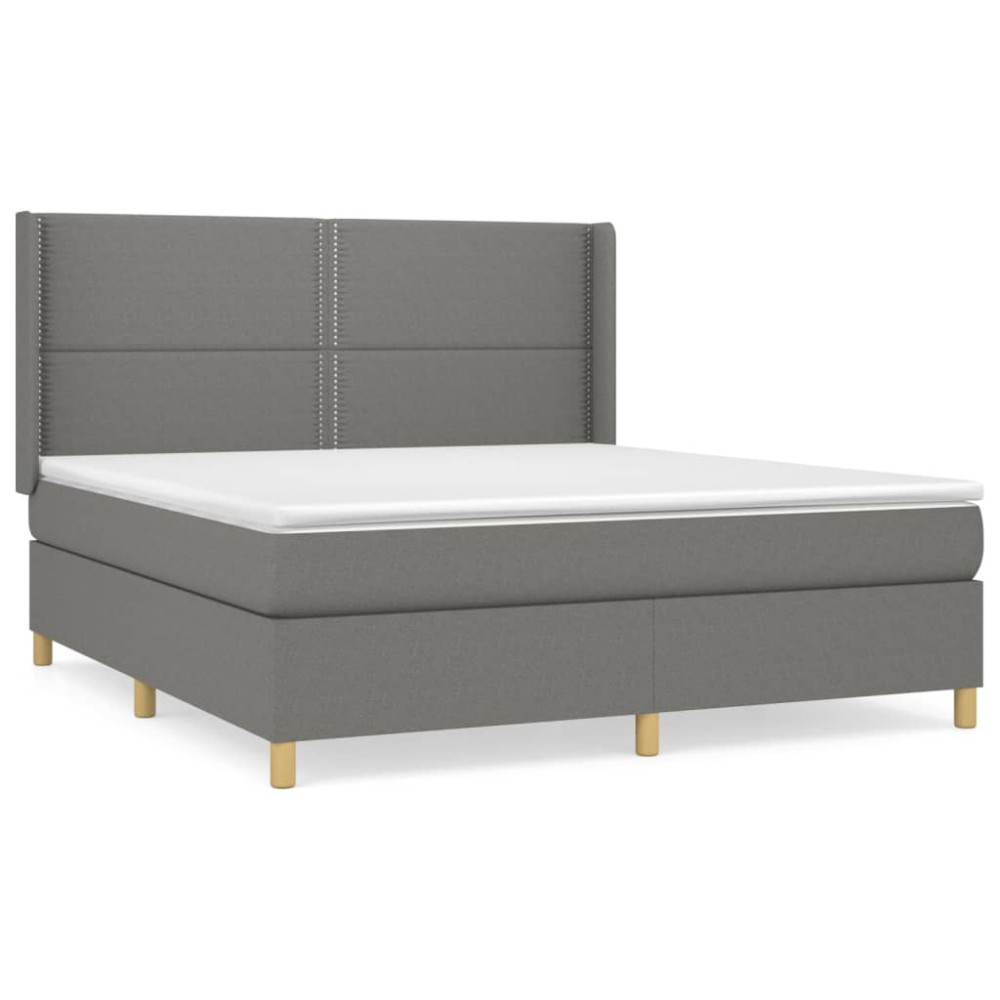 Produktbild för Ramsäng med madrass mörkgrå 180x200 cm tyg