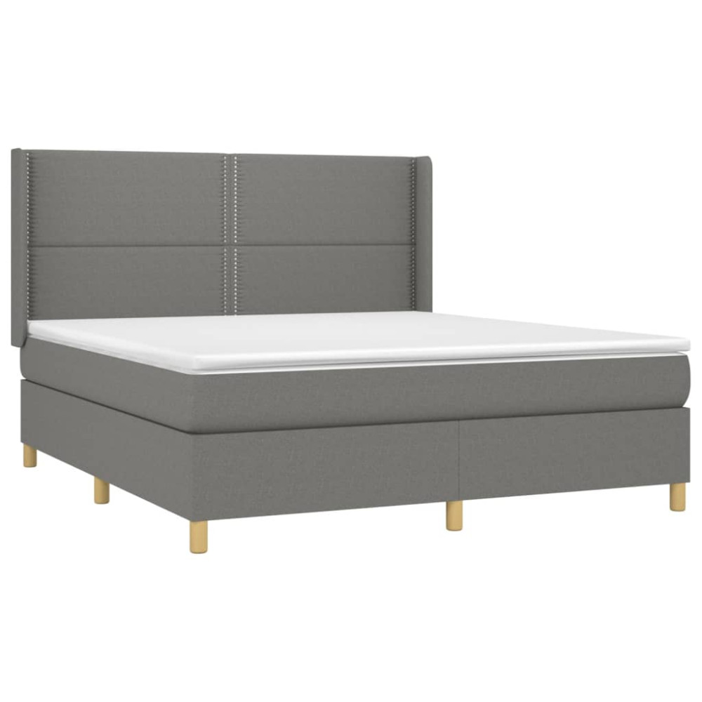 Produktbild för Ramsäng med madrass mörkgrå 180x200 cm tyg