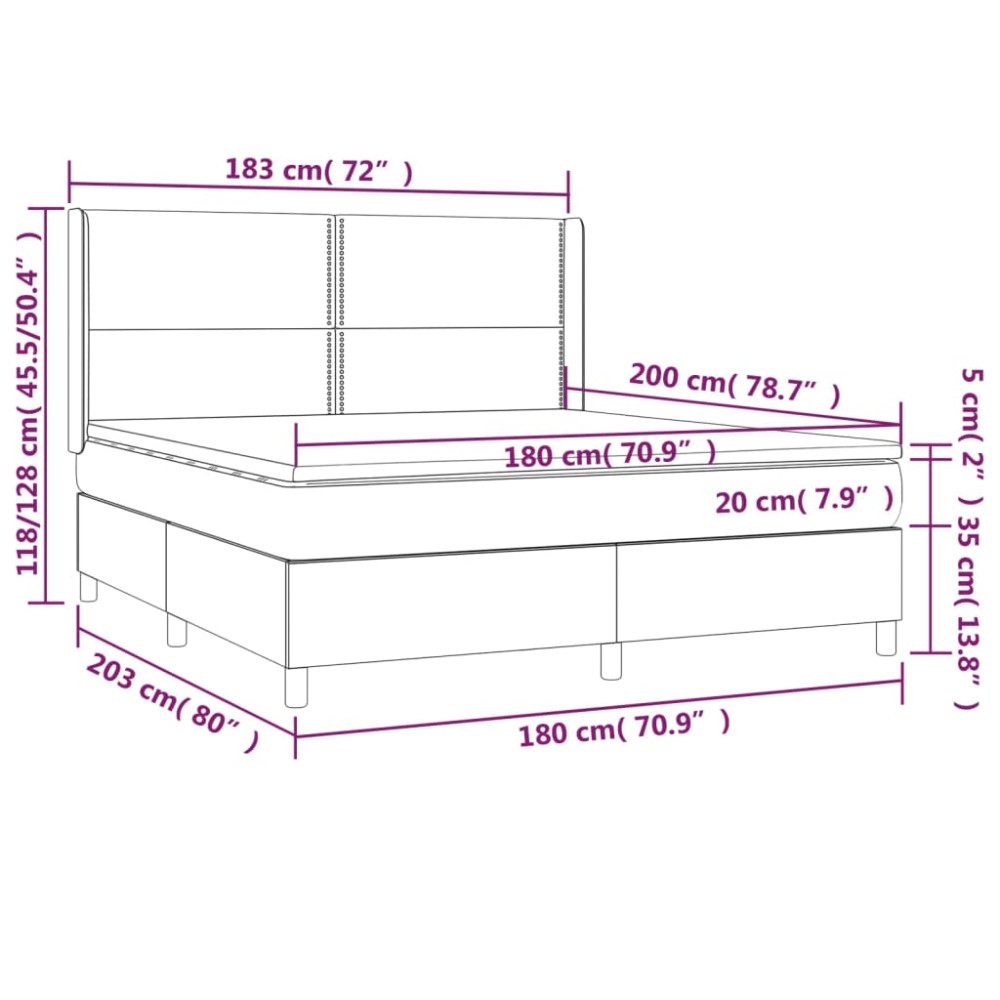 Produktbild för Ramsäng med madrass mörkgrå 180x200 cm tyg