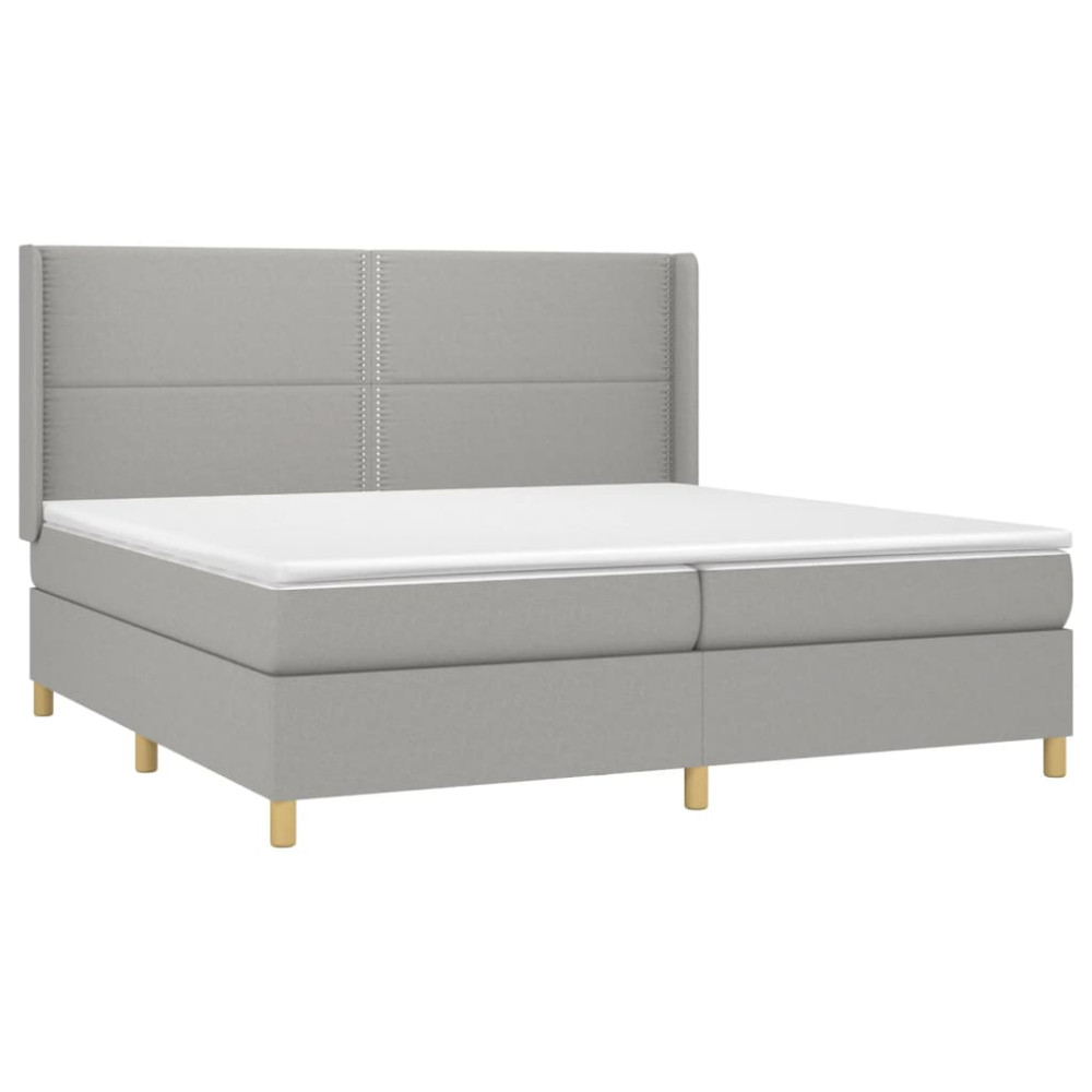 Produktbild för Ramsäng med madrass ljusgrå 200x200 cm tyg