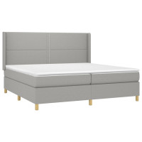 Produktbild för Ramsäng med madrass ljusgrå 200x200 cm tyg