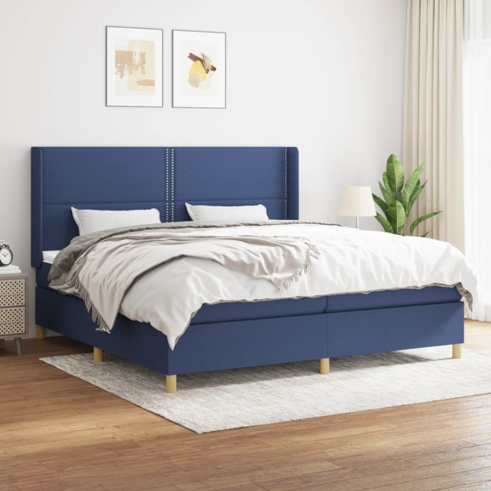 Produktbild för Ramsäng med madrass blå 200x200 cm tyg