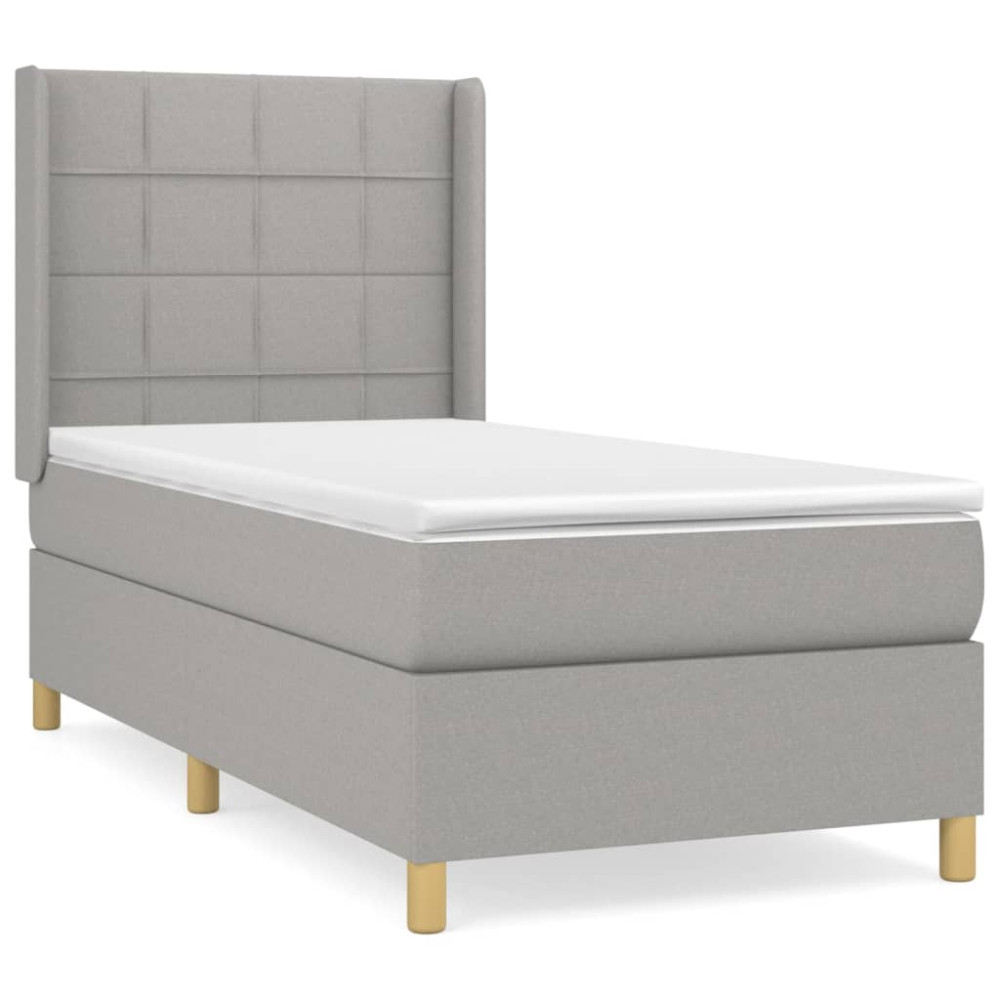 Produktbild för Ramsäng med madrass ljusgrå 80x200 cm tyg