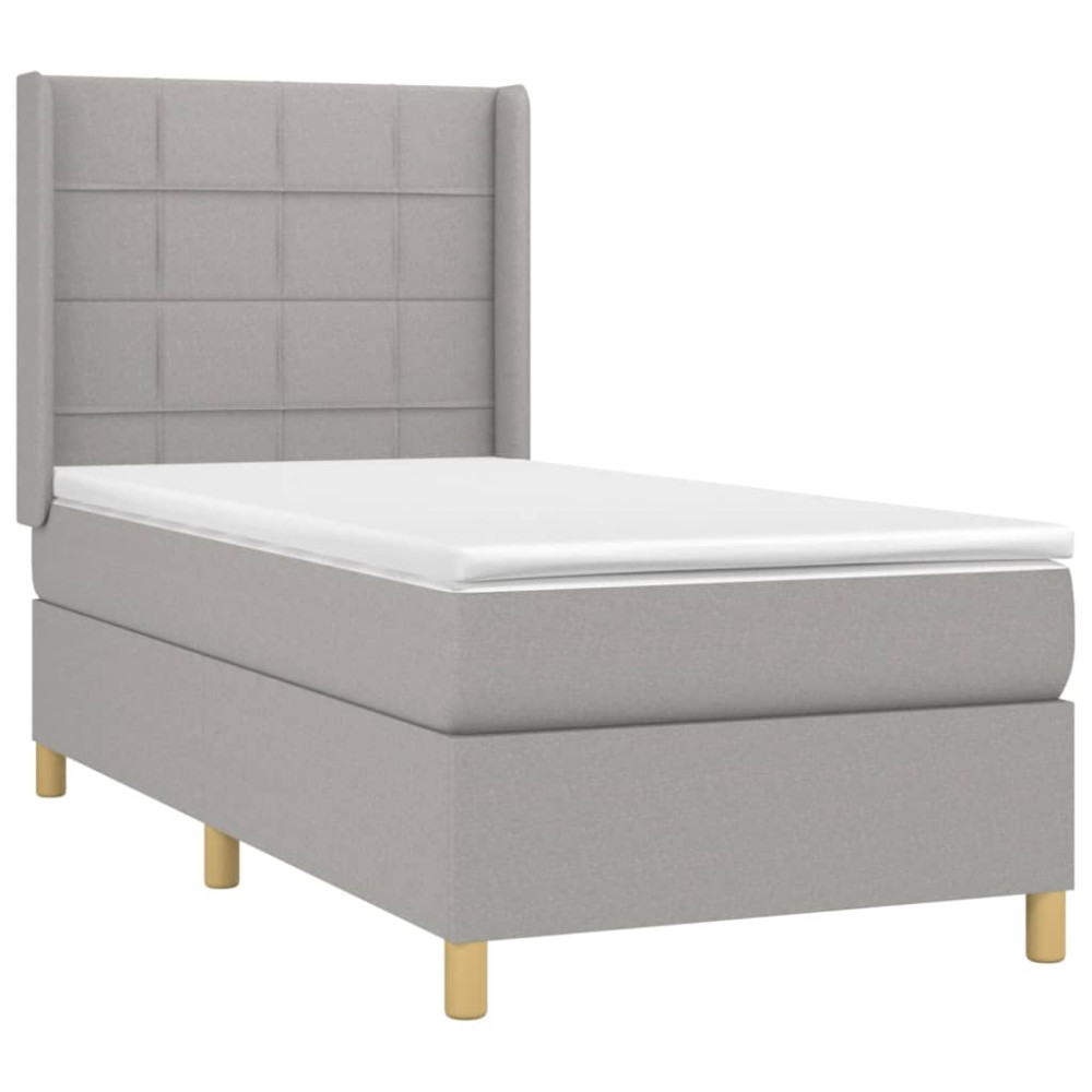 Produktbild för Ramsäng med madrass ljusgrå 80x200 cm tyg