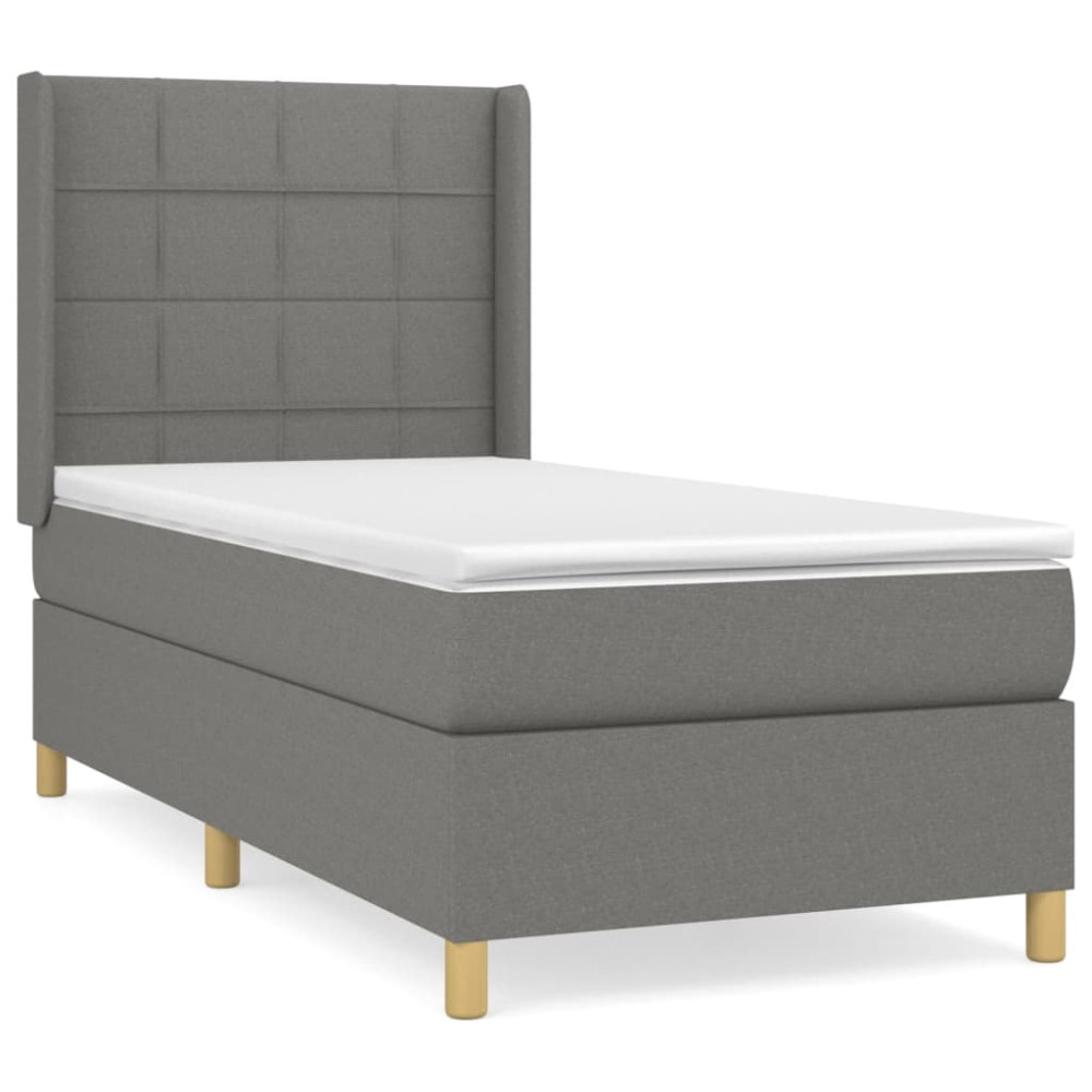 Produktbild för Ramsäng med madrass mörkgrå 80x200 cm tyg