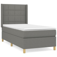 Produktbild för Ramsäng med madrass mörkgrå 90x190 cm tyg