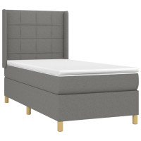 Produktbild för Ramsäng med madrass mörkgrå 90x190 cm tyg