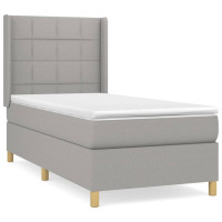 Produktbild för Ramsäng med madrass ljusgrå 90x200 cm tyg