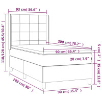 Miniatyr av produktbild för Ramsäng med madrass mörkgrå 90x200 cm tyg