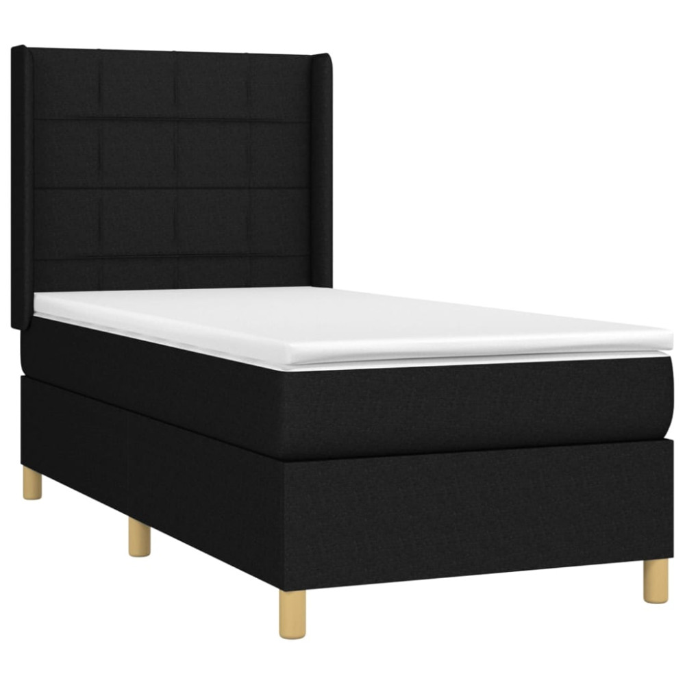Produktbild för Ramsäng med madrass svart 90x200 cm tyg