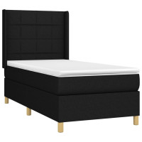 Produktbild för Ramsäng med madrass svart 90x200 cm tyg