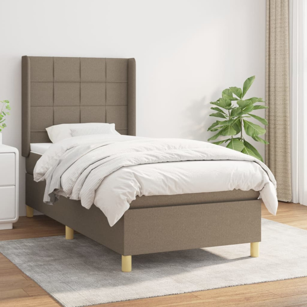 Produktbild för Ramsäng med madrass taupe 90x200 cm tyg