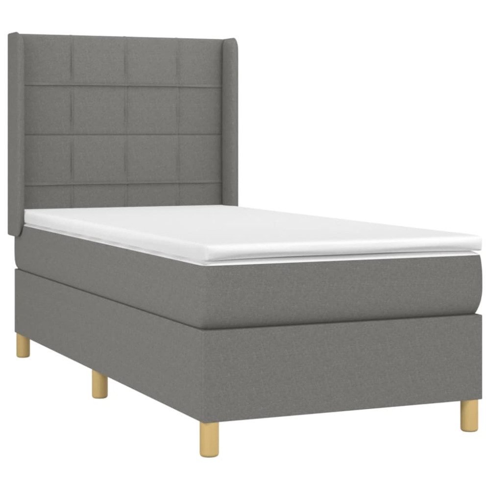 Produktbild för Ramsäng med madrass mörkgrå 100x200 cm tyg