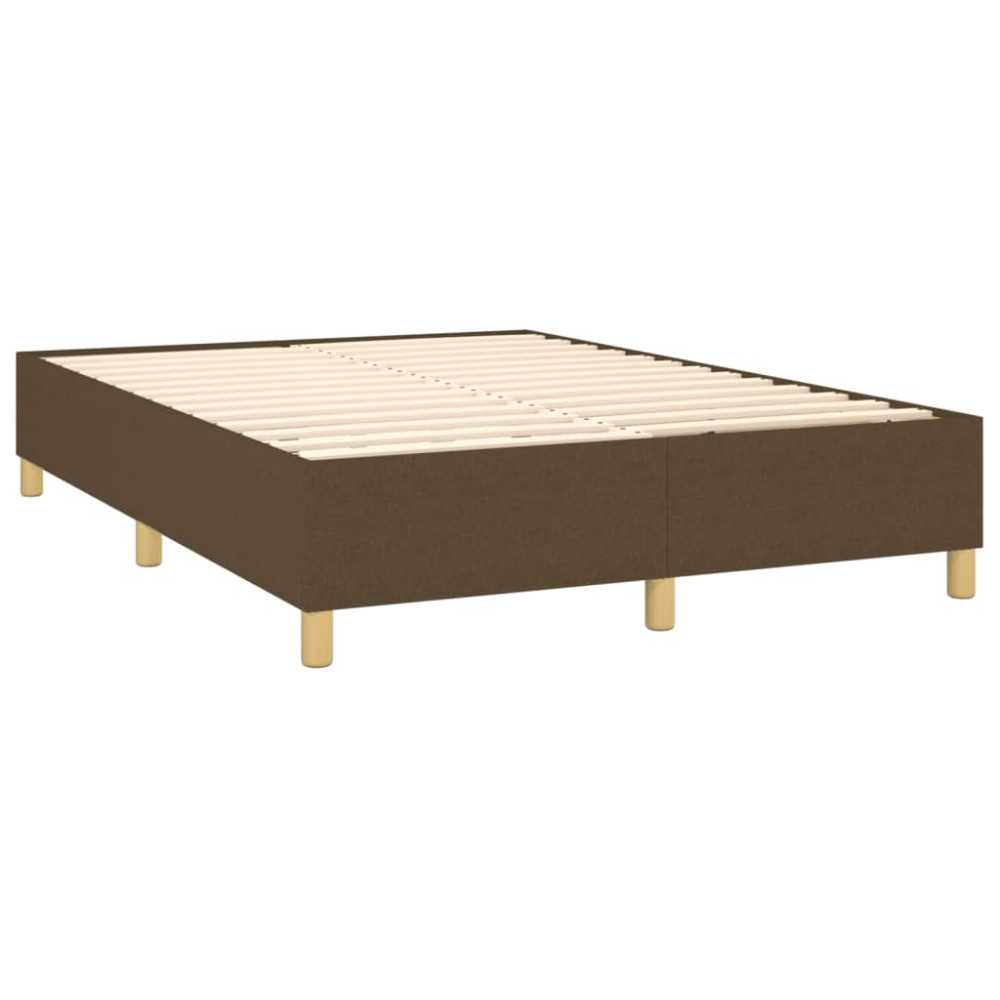 Produktbild för Ramsäng med madrass mörkbrun 140x190 cm tyg