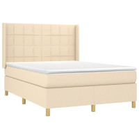 Produktbild för Ramsäng med madrass gräddvit 140x190 cm tyg