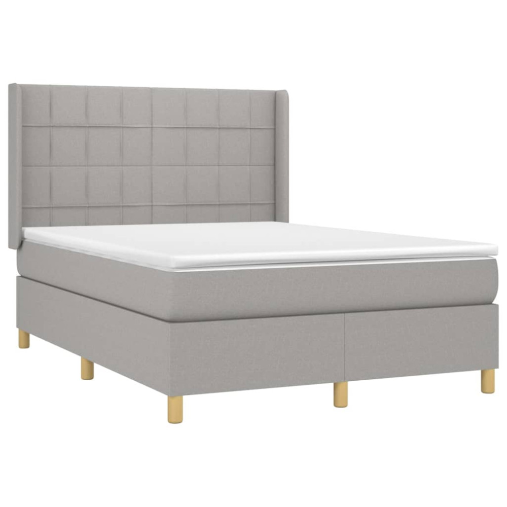 Produktbild för Ramsäng med madrass ljusgrå 140x200 cm tyg