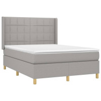 Produktbild för Ramsäng med madrass ljusgrå 140x200 cm tyg
