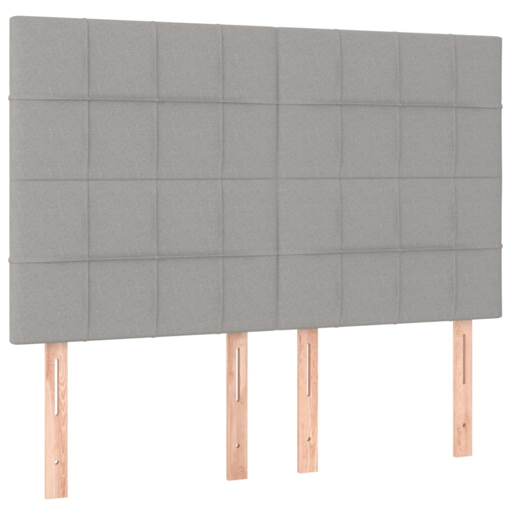 Produktbild för Ramsäng med madrass ljusgrå 140x200 cm tyg