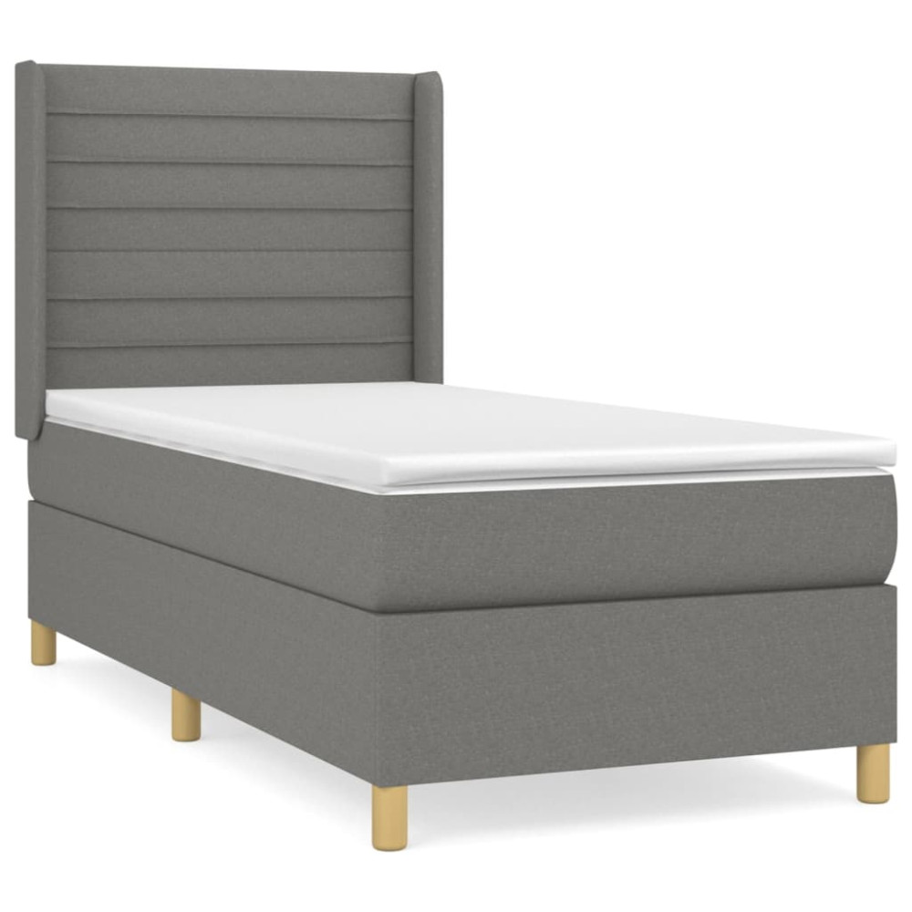 Produktbild för Ramsäng med madrass mörkgrå 80x200 cm tyg