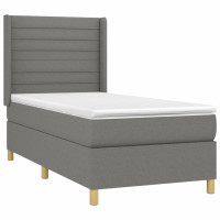 Produktbild för Ramsäng med madrass mörkgrå 90x190 cm tyg