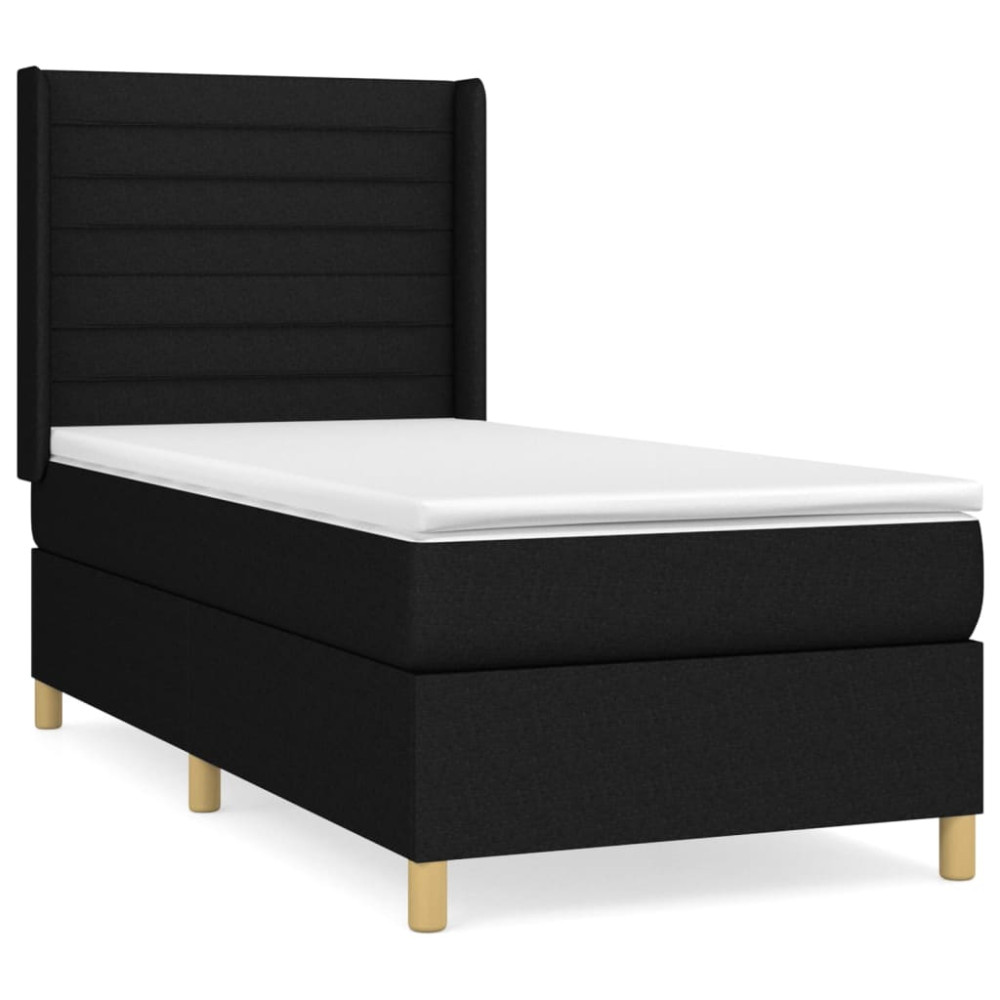 Produktbild för Ramsäng med madrass svart 90x190 cm tyg