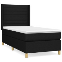 Produktbild för Ramsäng med madrass svart 90x190 cm tyg
