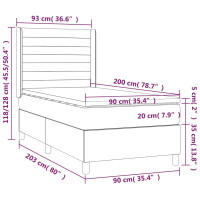 Produktbild för Ramsäng med madrass ljusgrå 90x200 cm tyg