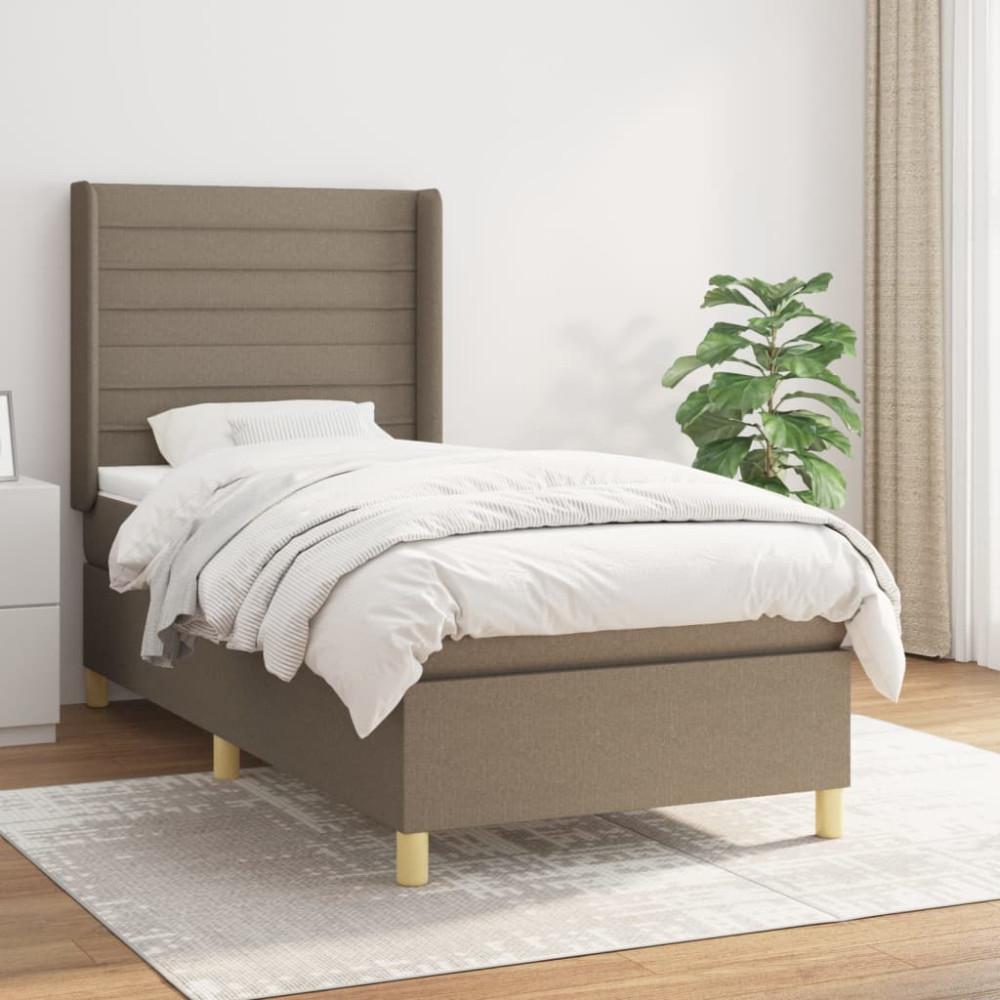 Produktbild för Ramsäng med madrass taupe 90x200 cm tyg