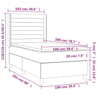 Produktbild för Ramsäng med madrass ljusgrå 100x200 cm tyg