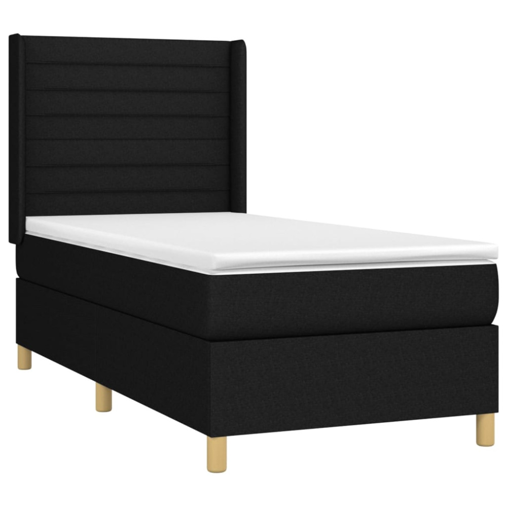 Produktbild för Ramsäng med madrass svart 100x200 cm tyg