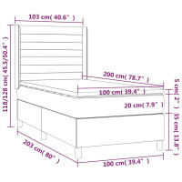 Produktbild för Ramsäng med madrass gräddvit 100x200 cm tyg
