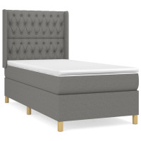 Produktbild för Ramsäng med madrass mörkgrå 90x200 cm tyg