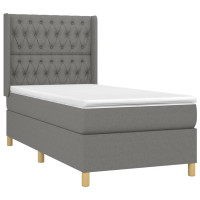 Produktbild för Ramsäng med madrass mörkgrå 90x200 cm tyg