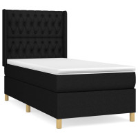 Produktbild för Ramsäng med madrass svart 90x200 cm tyg