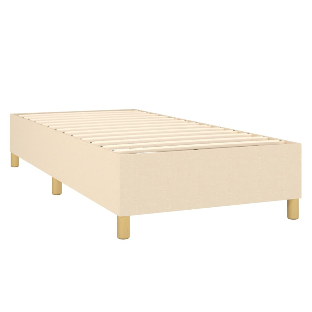 Produktbild för Ramsäng med madrass gräddvit 90x200 cm tyg