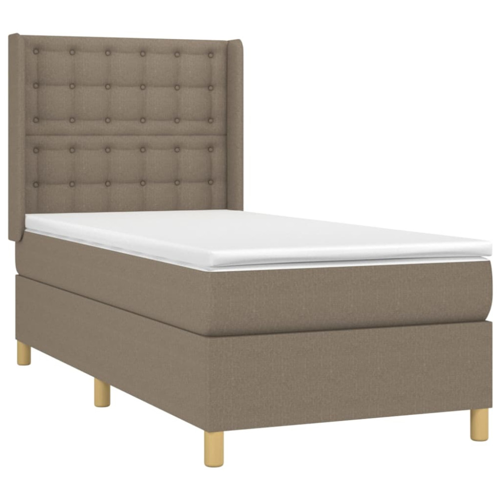 Produktbild för Ramsäng med madrass taupe 90x190 cm tyg