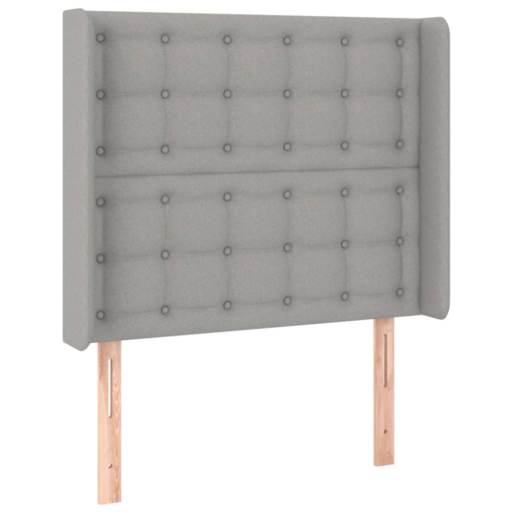 Produktbild för Ramsäng med madrass ljusgrå 90x200 cm tyg