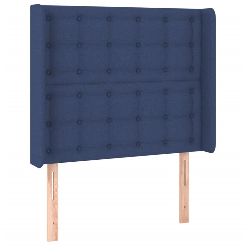 Produktbild för Ramsäng med madrass blå 90x200 cm tyg