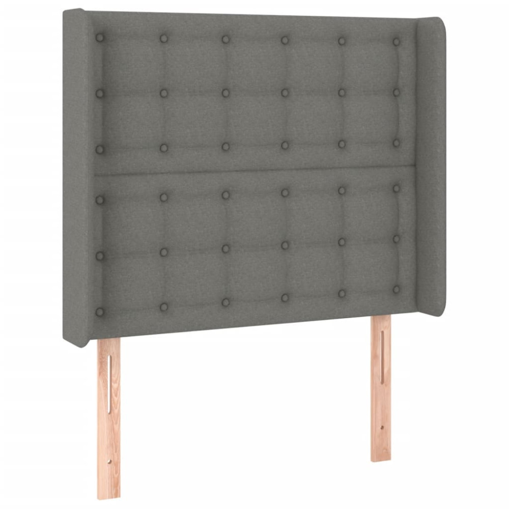 Produktbild för Ramsäng med madrass mörkgrå 100x200 cm tyg