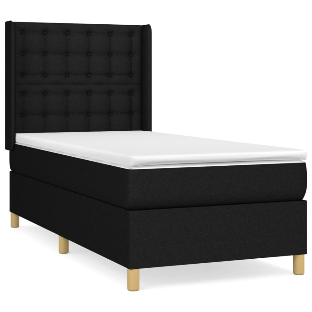 Produktbild för Ramsäng med madrass svart 100x200 cm tyg
