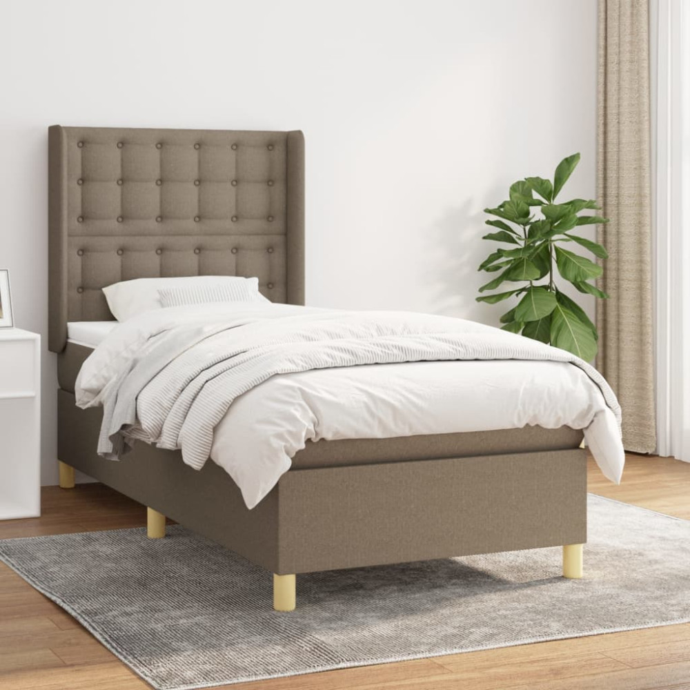 Produktbild för Ramsäng med madrass taupe 100x200 cm tyg