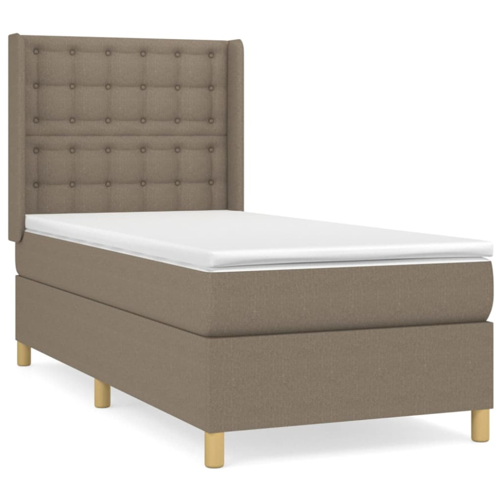 Produktbild för Ramsäng med madrass taupe 100x200 cm tyg