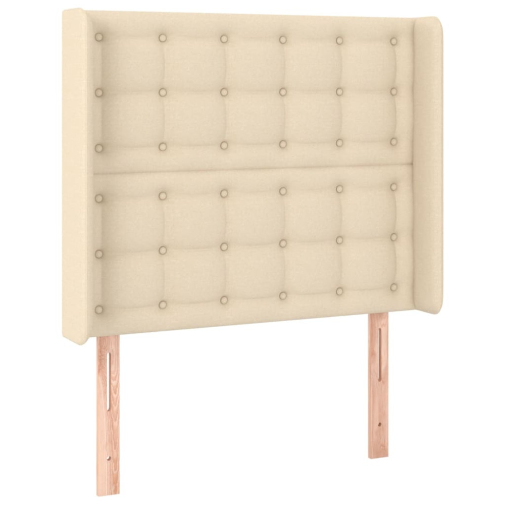 Produktbild för Ramsäng med madrass gräddvit 100x200 cm tyg