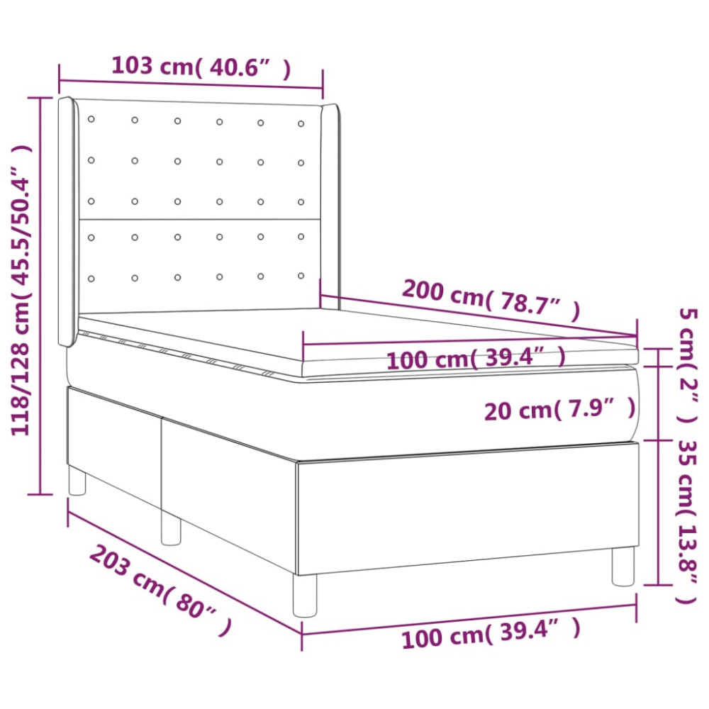 Produktbild för Ramsäng med madrass blå 100x200 cm tyg
