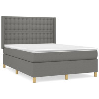 Produktbild för Ramsäng med madrass mörkgrå 140x190 cm tyg