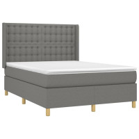 Produktbild för Ramsäng med madrass mörkgrå 140x190 cm tyg