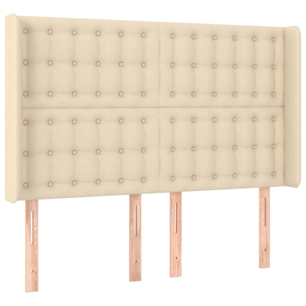 Produktbild för Ramsäng med madrass gräddvit 140x190 cm tyg