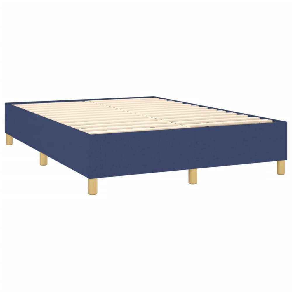 Produktbild för Ramsäng med madrass blå 140x190 cm tyg