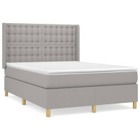 Produktbild för Ramsäng med madrass ljusgrå 140x200 cm tyg