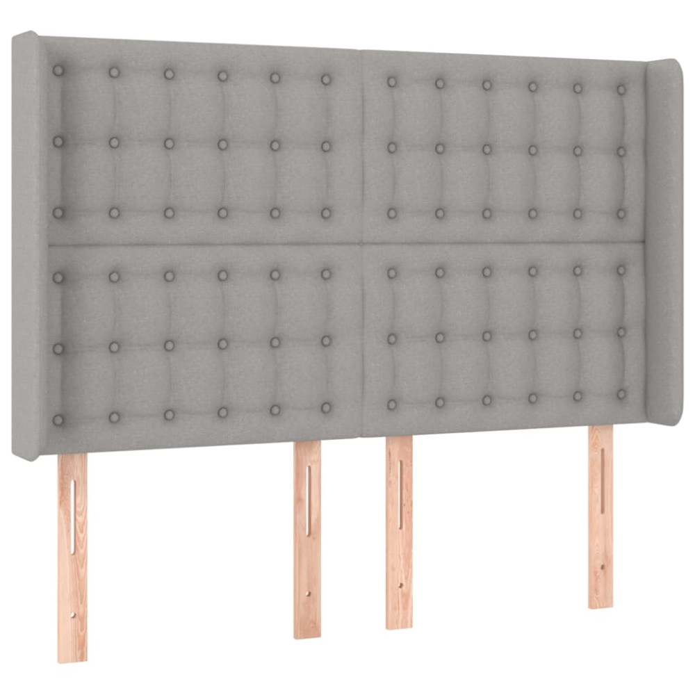 Produktbild för Ramsäng med madrass ljusgrå 140x200 cm tyg